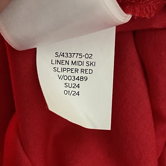 Gap Linen Blend Midi Skirt Women XXL Slipper Red Pull On Side Slit Washable - Picture 10 of 13